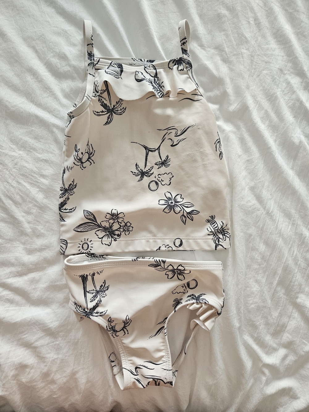 Carter's Girls Pink Floral & Seashell Two-Piece and Rashguard Swimsuits - Picture 5 of 9